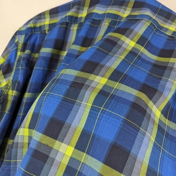 Eddie Bauer Shirt Mens Large Blue Green Plaid Button Up Travex Shacket Jacket - Picture 9 of 12